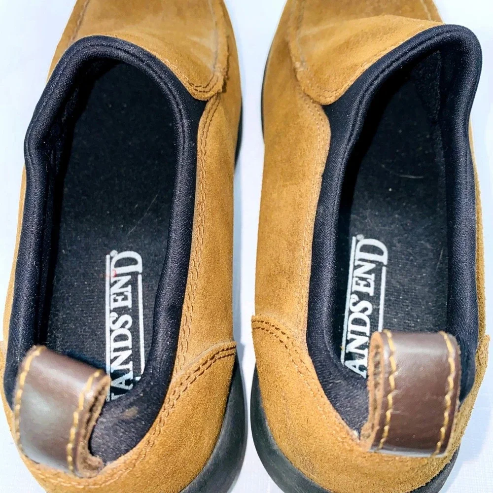 Lands End Mens Brown Suede Slip On Casual Shoes Loafers Size 6.5‎ B